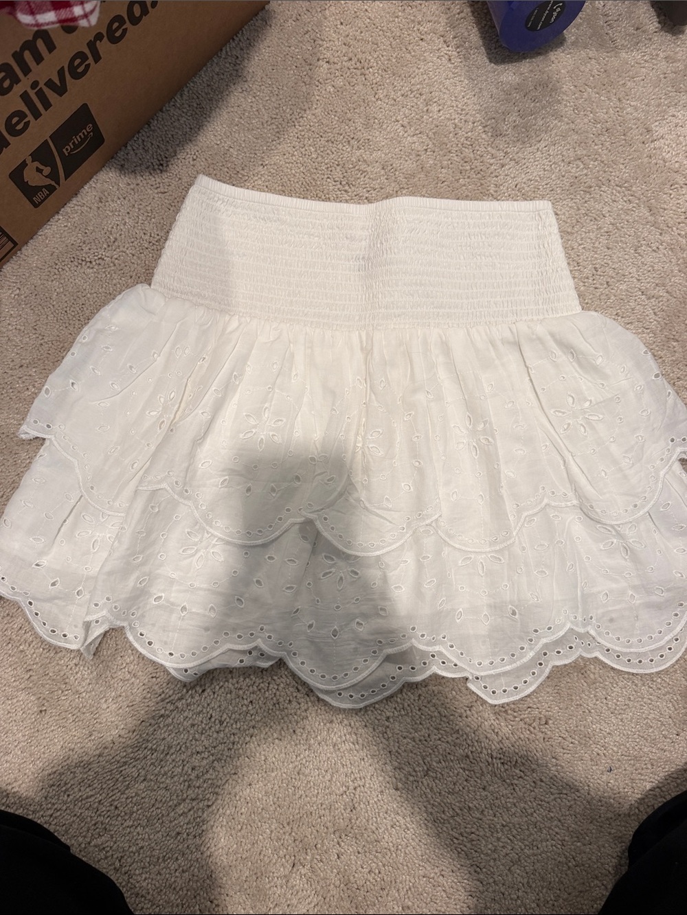 Universal Thread White Eyelet Tiered Smocked Mini Skirt